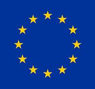 EU-logo. Blå bakgrunn og en sirkel av gule stjerner i midten.