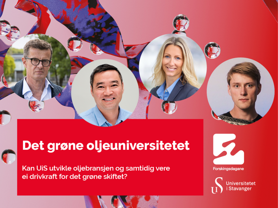 Banner til arrangement om det grøne oljeuniversitetet