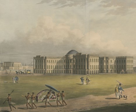 “South-east view of the new Government House, Calcutta” (cropped). British Library Maps 115.46b, January 1805